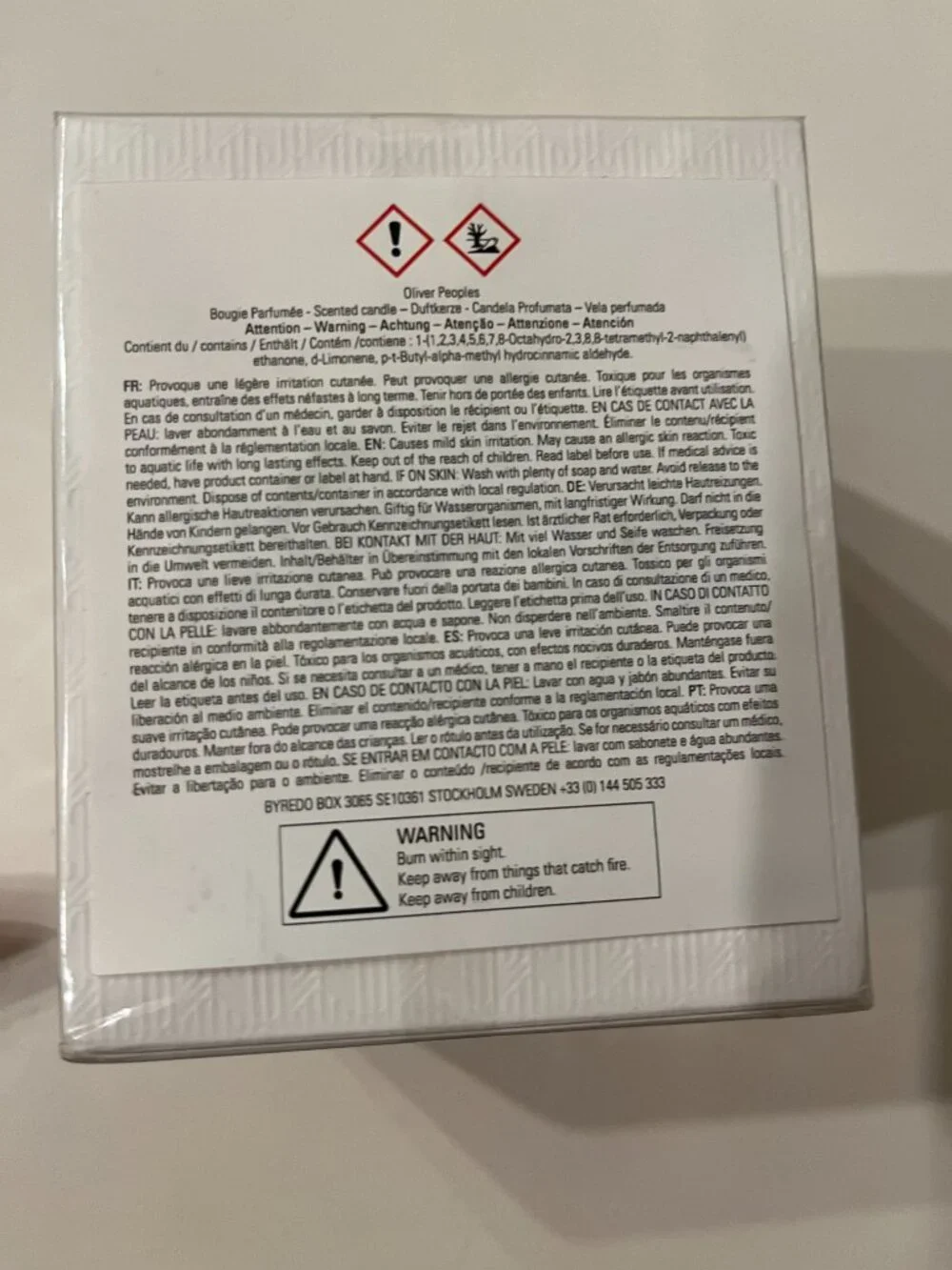 BYREDO x Oliver Peoples Limited Ed Candle 8.4 oz SEALED